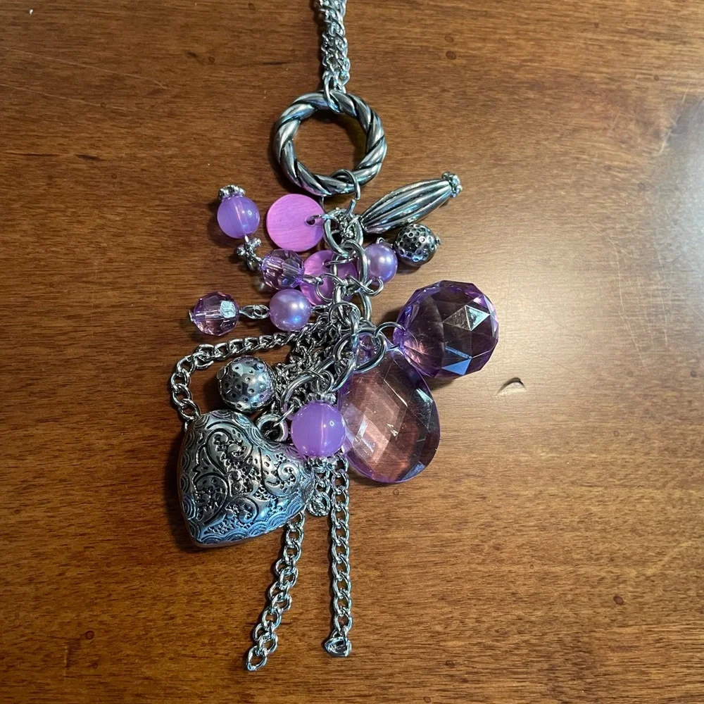 Necklace And Earrings. Paparazzi Purple and Silver Tone, NWT - Picture 2 of 5